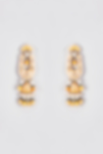 Gold Finish Kundan Polki Jhumka Earrings by Rejuvenate Jewels at Pernia's Pop Up Shop