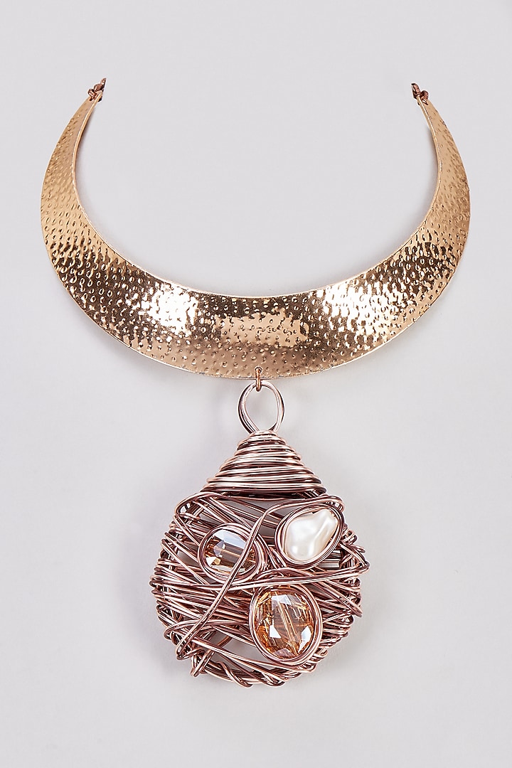Rose Gold Finish Onyx Necklace by Rejuvenate Jewels