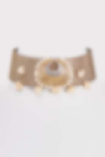 Gold Finish Black Diamond Choker Necklace by Rejuvenate Jewels