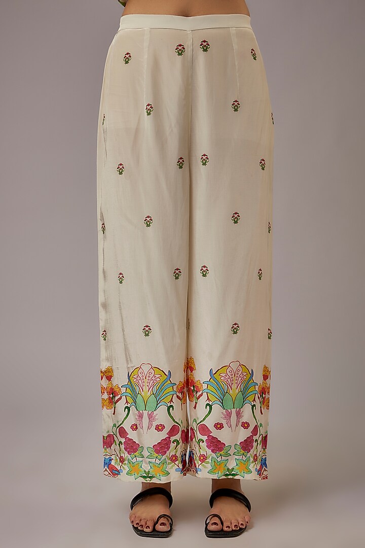 Ivory Crepe Printed Kaftan Set by Rajat tangri at Pernia's Pop Up Shop