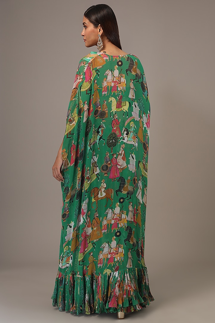 Green Georgette Hand Embroidered Jacket Wedding Lehenga Set by Rajat Tangri at Pernia's Pop Up Shop