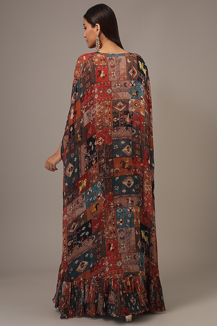 Multi-Colored Georgette Hand Embroidered Jacket Wedding Lehenga Set by Rajat Tangri at Pernia's Pop Up Shop