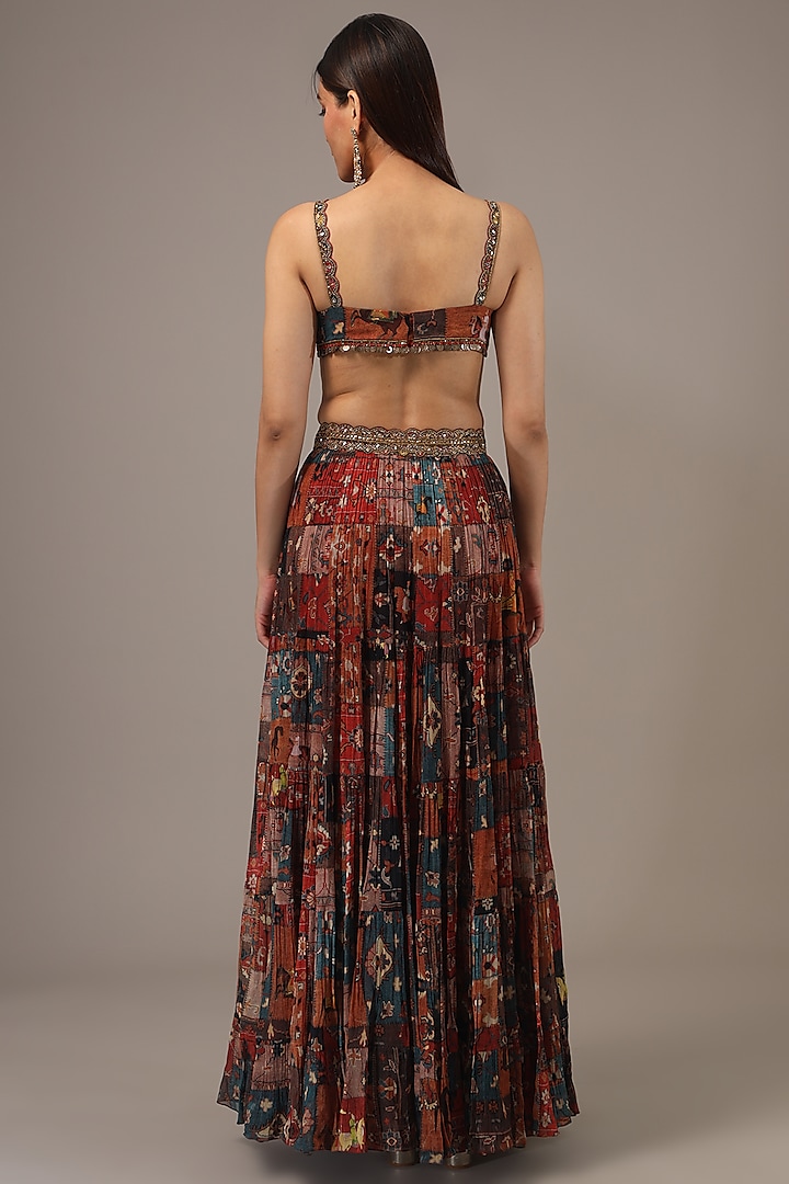 Multi-Colored Georgette Hand Embroidered Jacket Wedding Lehenga Set by Rajat Tangri at Pernia's Pop Up Shop
