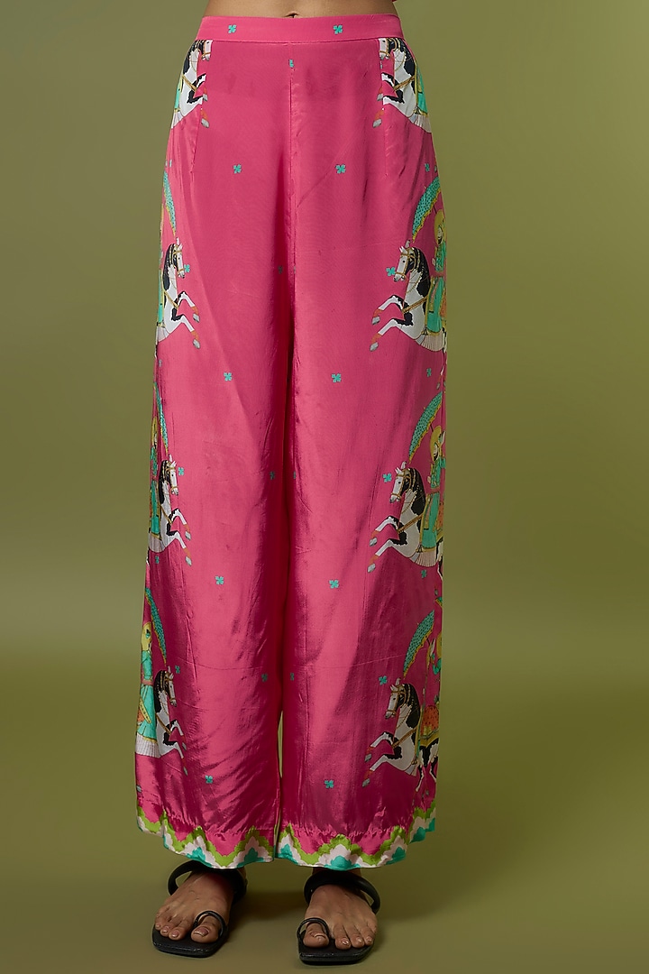 Fuchsia Crepe Kaftan Set by Rajat tangri at Pernia's Pop Up Shop