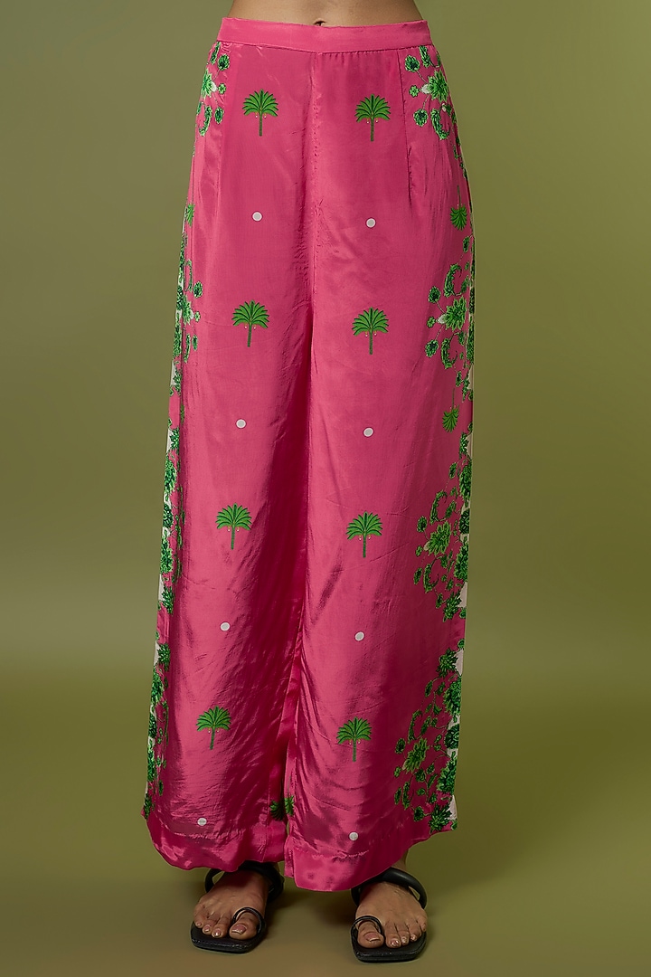 Fuchsia Crepe Kaftan Set by Rajat tangri at Pernia's Pop Up Shop
