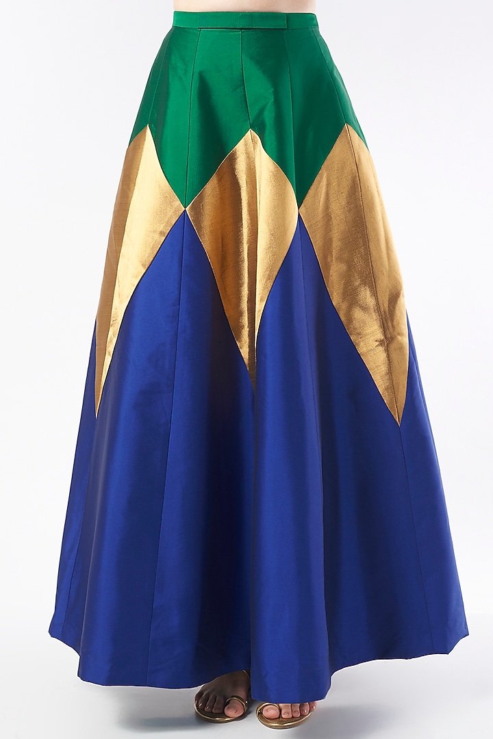 Multi-Colored Tafetta Wedding Lehenga Set by Rajat tangri at Pernia's Pop Up Shop