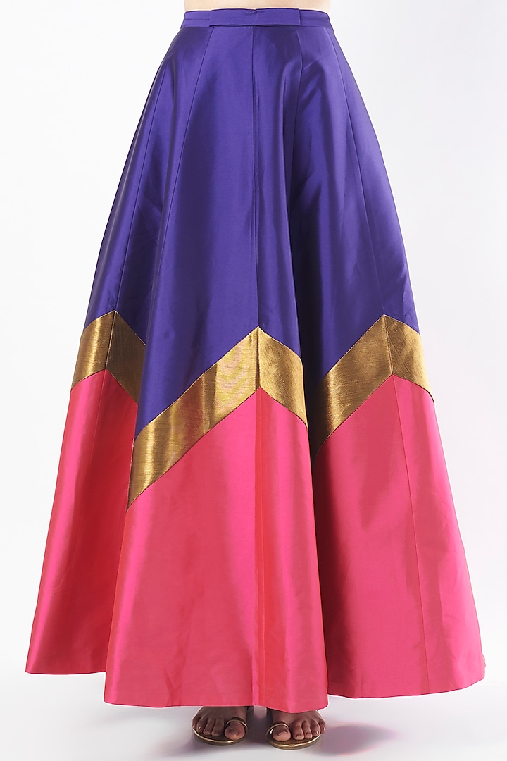 Violet & Fuschia Pink Tafetta Wedding Lehenga Set by Rajat tangri at Pernia's Pop Up Shop