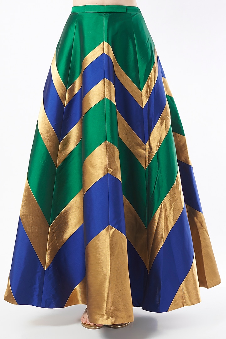 Multi-Colored Taffeta Wedding Lehenga Set by Rajat tangri at Pernia's Pop Up Shop