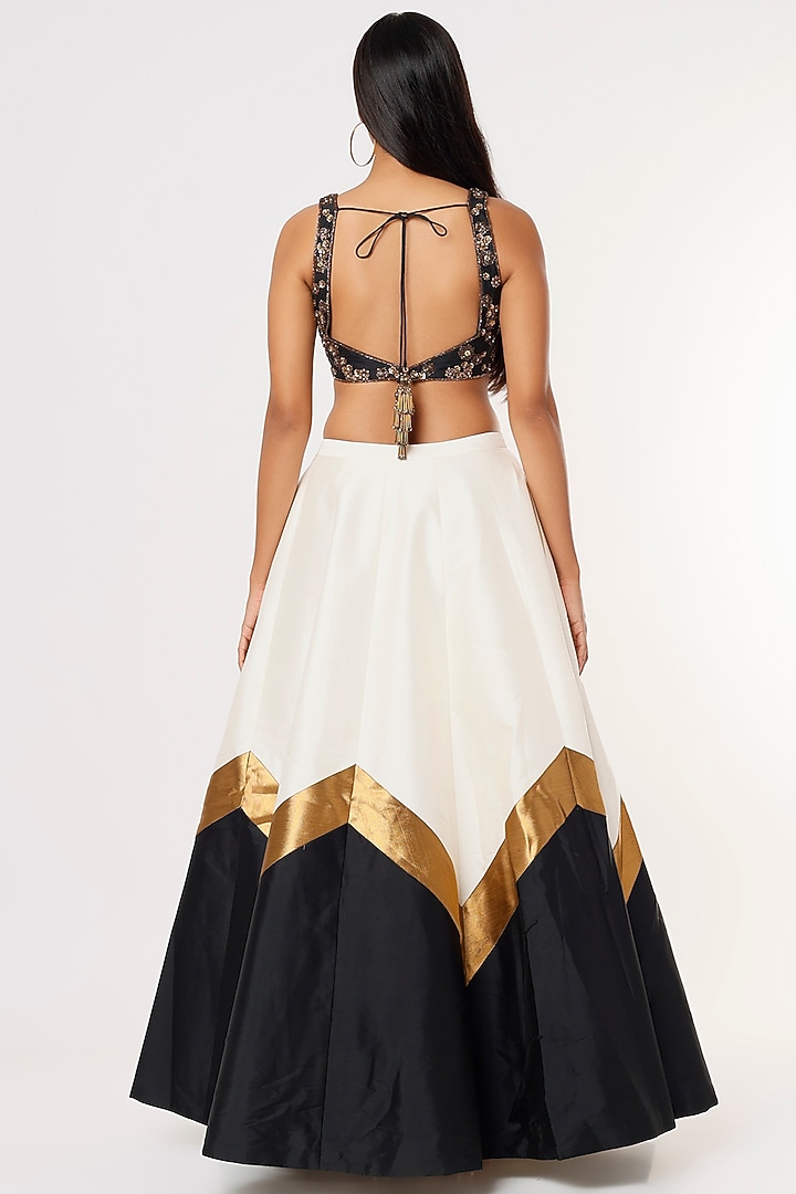 White & Black Printed Wedding Lehenga Set by Rajat tangri  at Pernia's Pop Up Shop