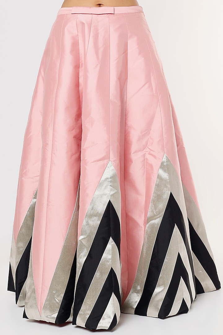 Pink & Black Inverted Chevron Printed Wedding Lehenga Set by Rajat tangri at Pernia's Pop Up Shop