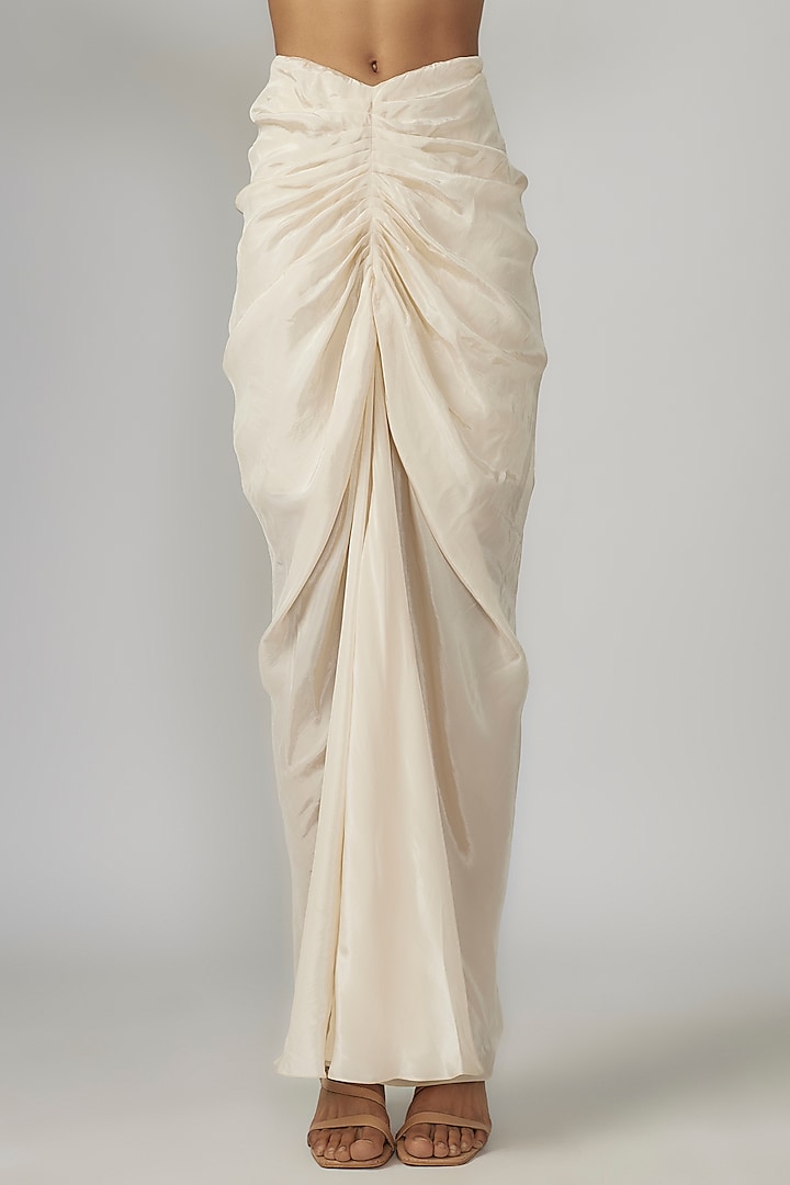 Ivory Crepe & Georgette Printed Cape Set by Rajat tangri  at Pernia's Pop Up Shop
