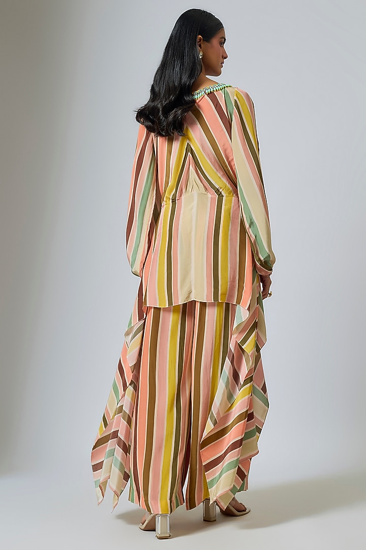 Multi-Colored Crepe Chevron Stripe Printed Co-Ord Set by Rajat Tangri at Pernia's Pop Up Shop