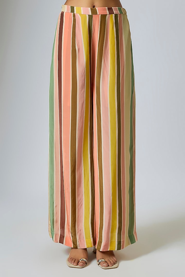 Multi-Colored Crepe Chevron Stripe Printed Co-Ord Set by Rajat Tangri at Pernia's Pop Up Shop