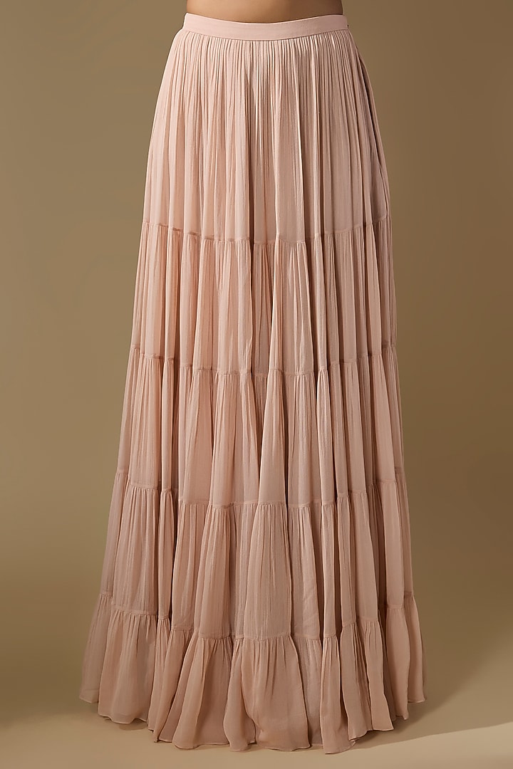 Beige Linen Satin & Georgette Embroidered Wedding Lehenga Set by Rajat tangri at Pernia's Pop Up Shop
