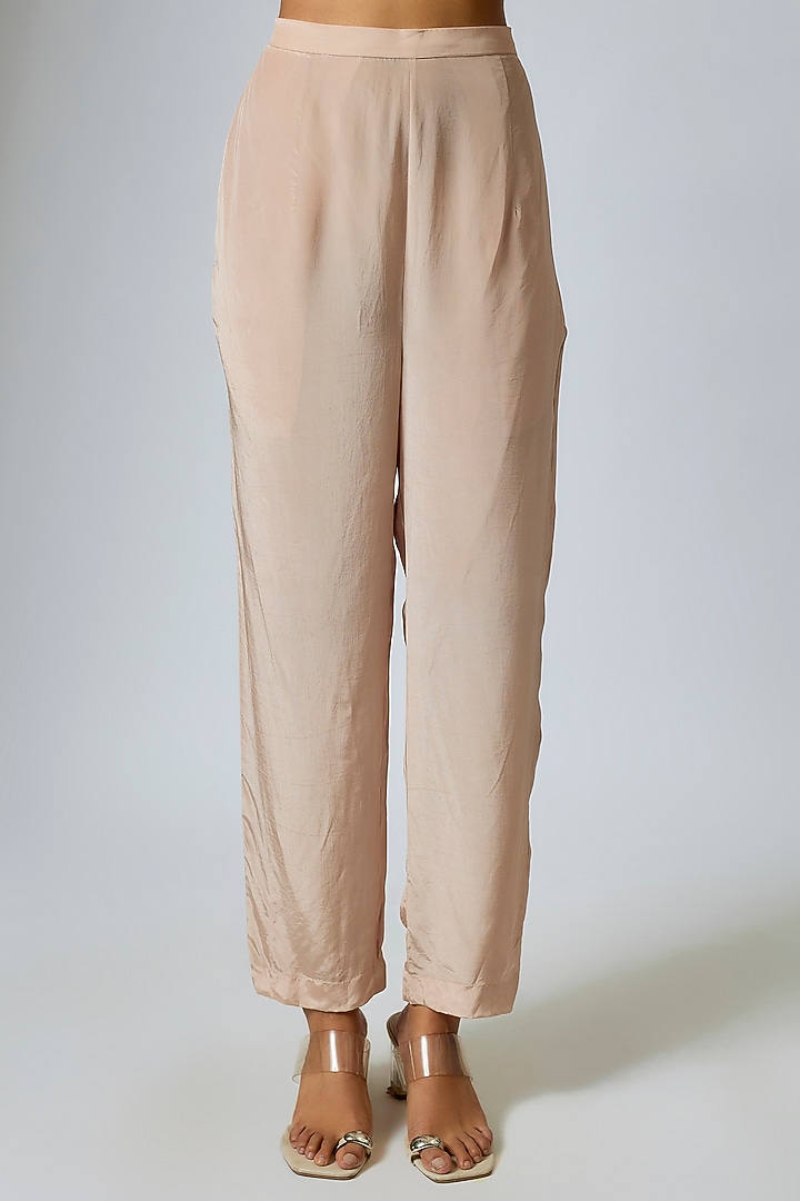 Beige Crepe Hand Embroidered Kaftan Set by Rajat Tangri at Pernia's Pop Up Shop