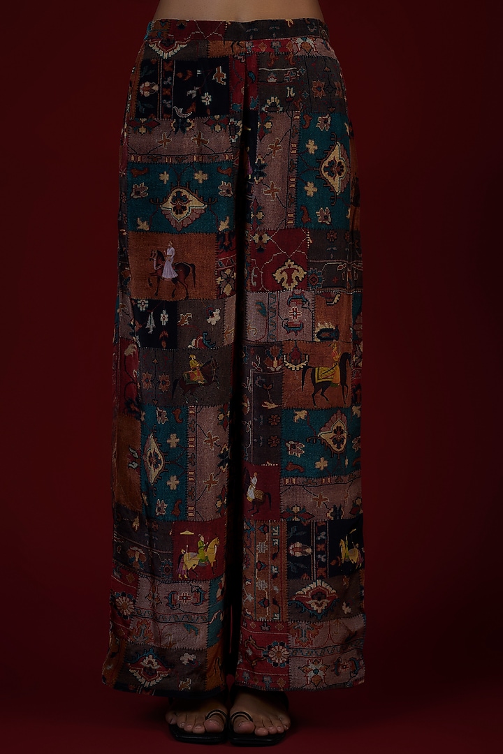 Multi-Colored Crepe Hand Embroidered Co-Ord Set by Rajat tangri at Pernia's Pop Up Shop
