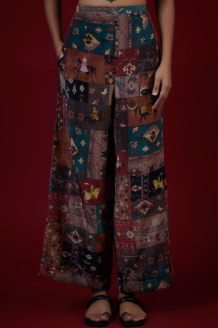 Multi-Colored Crepe Hand Embroidered Jacket Set by Rajat tangri at Pernia's Pop Up Shop