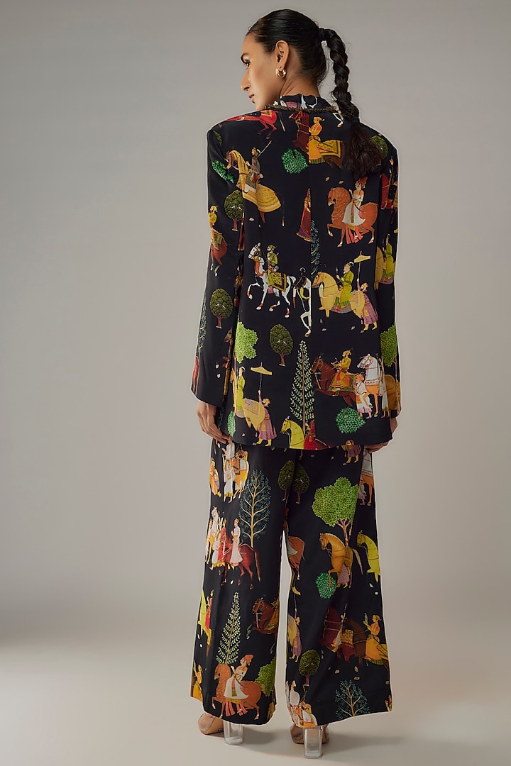 Black Crepe Pant Set by Rajat tangri at Pernia's Pop Up Shop