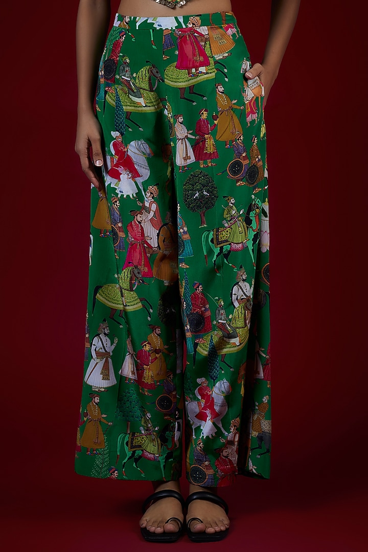 Green Crepe Hand Embroidered Jacket Set by Rajat tangri at Pernia's Pop Up Shop