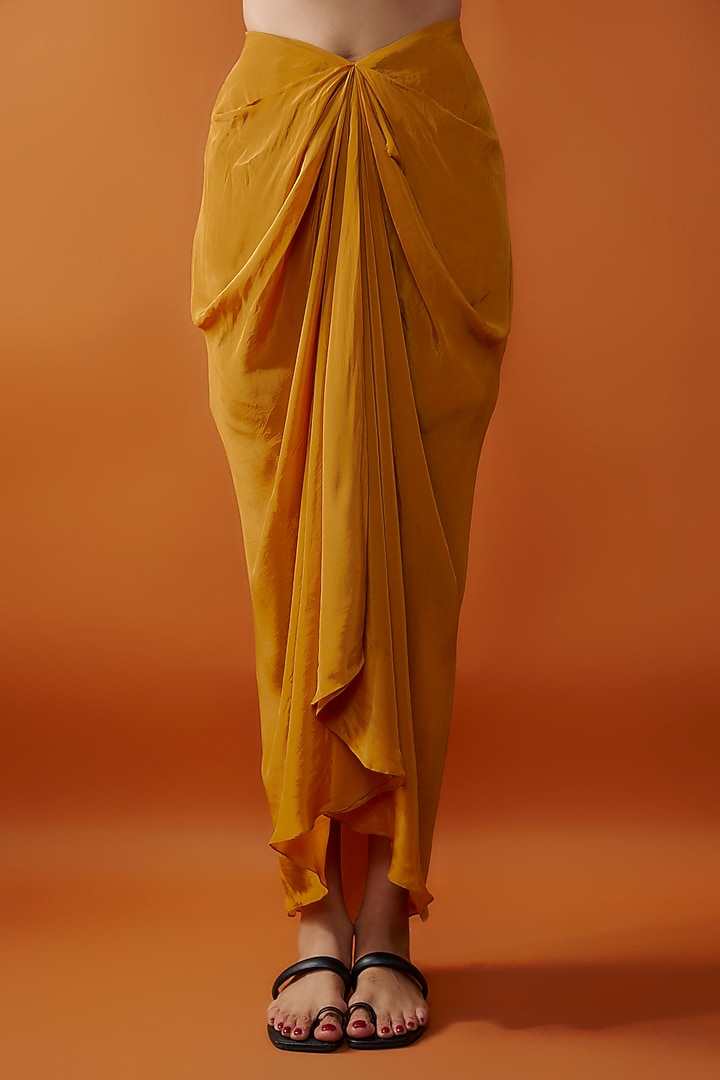 Yellow Georgette Hand Embroidered Cape Set by Rajat tangri at Pernia's Pop Up Shop