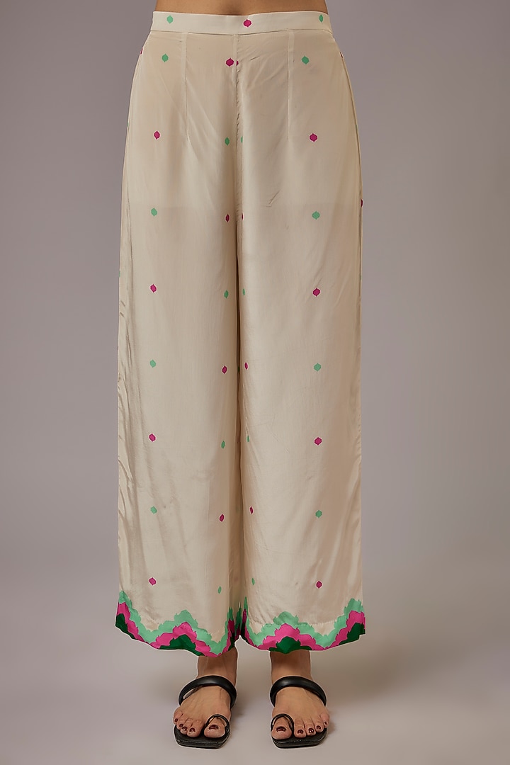 Ivory Crepe Printed Kaftan Set by Rajat tangri at Pernia's Pop Up Shop