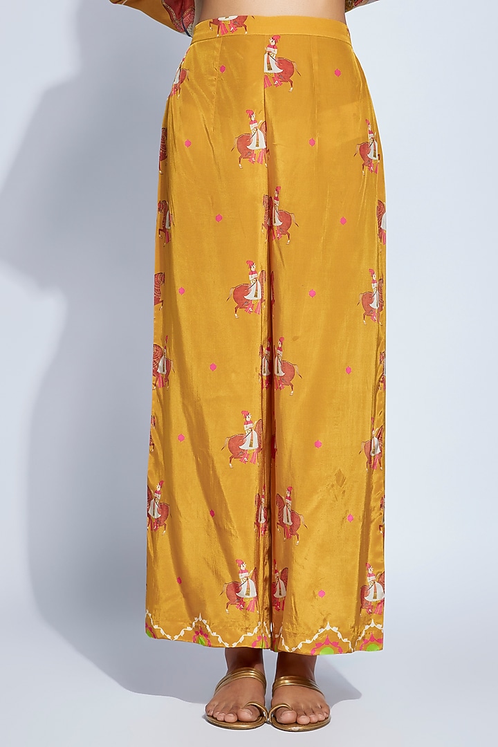 Mustard Crepe Kite Kaftan Set by Rajat tangri  at Pernia's Pop Up Shop