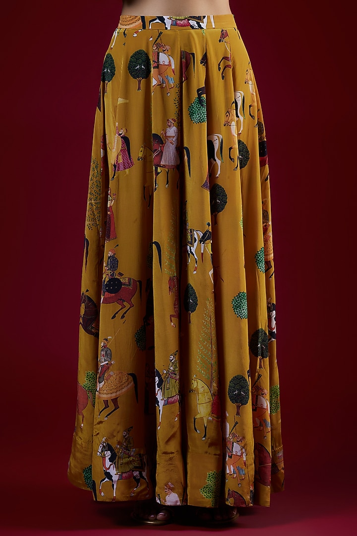 Mango Yellow Crepe Hand Embroidered Co-Ord Set by Rajat tangri at Pernia's Pop Up Shop