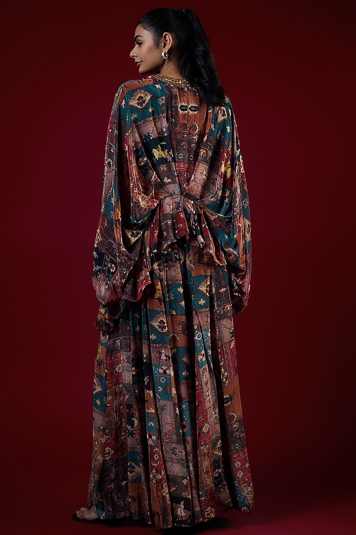 Multi-Colored Crepe Hand Embroidered Co-Ord Set by Rajat tangri at Pernia's Pop Up Shop