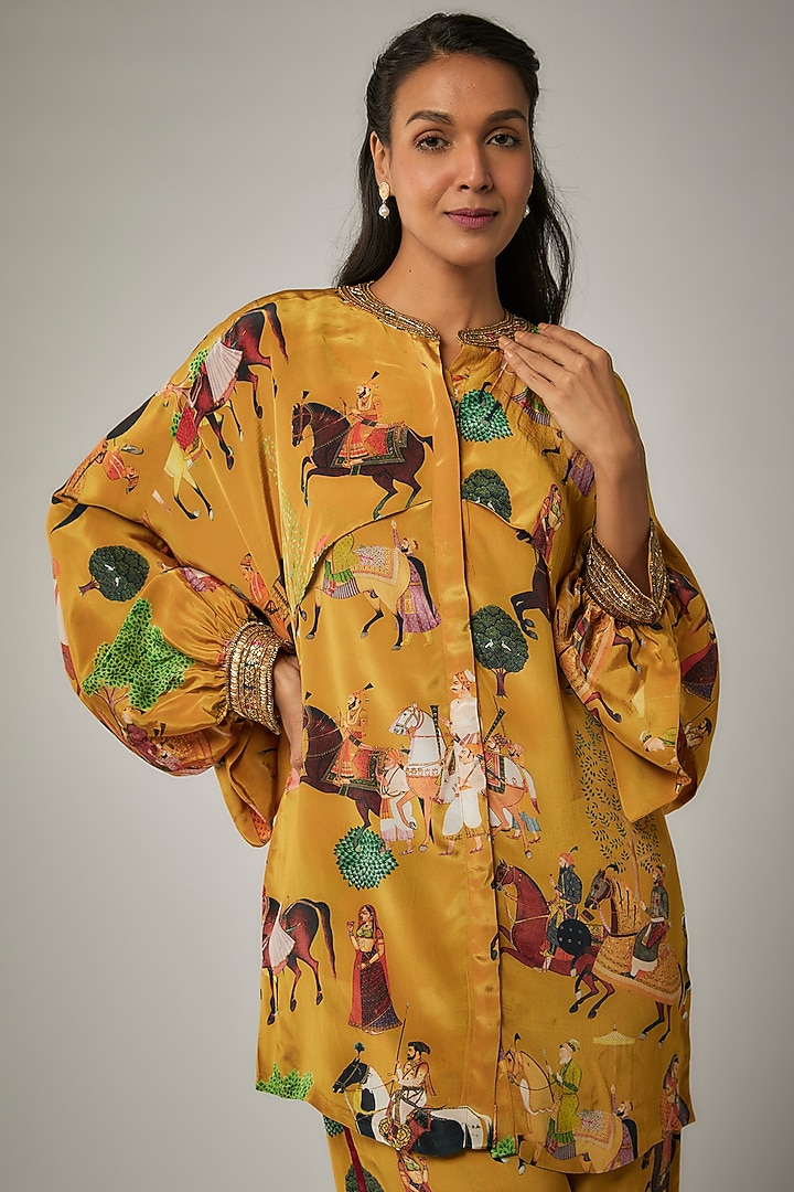 Mango Yellow Crepe Co-Ord Set by Rajat tangri  at Pernia's Pop Up Shop