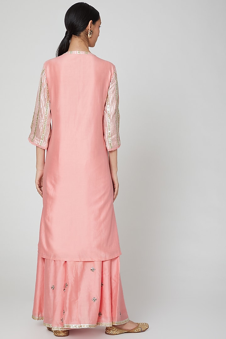 Blush Pink Embroidered Kurta Set by Rajat tangri at Pernia's Pop Up Shop