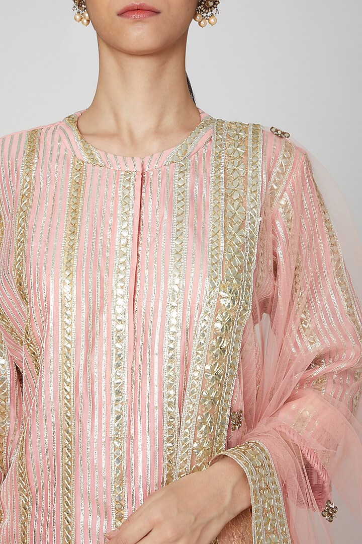Blush Pink Embroidered Kurta Set by Rajat tangri at Pernia's Pop Up Shop