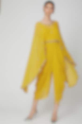 Yellow Zardosi Embroidered Jumpsuit  by Rajat tangri 