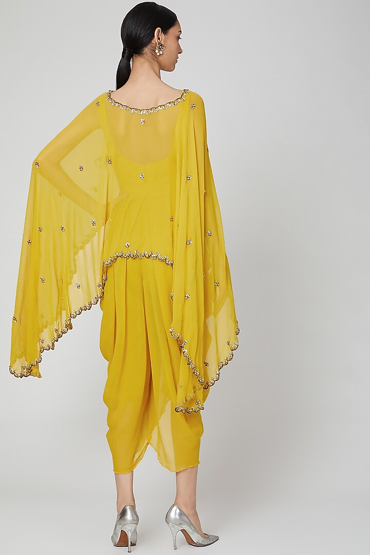 Yellow Zardosi Embroidered Jumpsuit by Rajat tangri at Pernia's Pop Up Shop