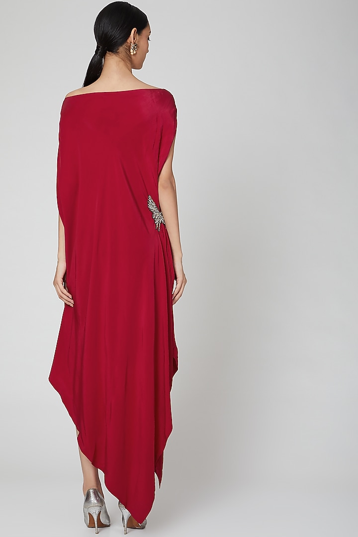 Red Hand Embroidered Tunic Vacation Dress by Rajat tangri at Pernia's Pop Up Shop