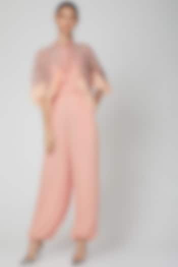 Blush Pink Jumpsuit With Jacket by Rajat tangri 