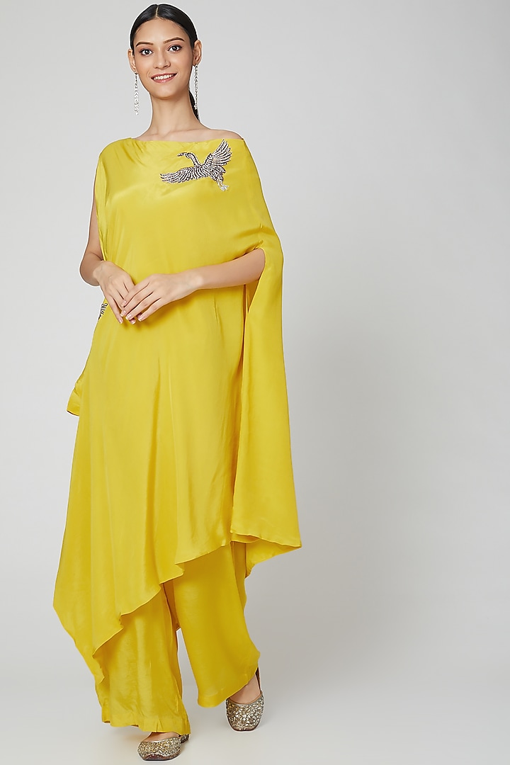 Yellow Embroidered Tunic With Pants Design by Rajat tangri at Pernia's ...