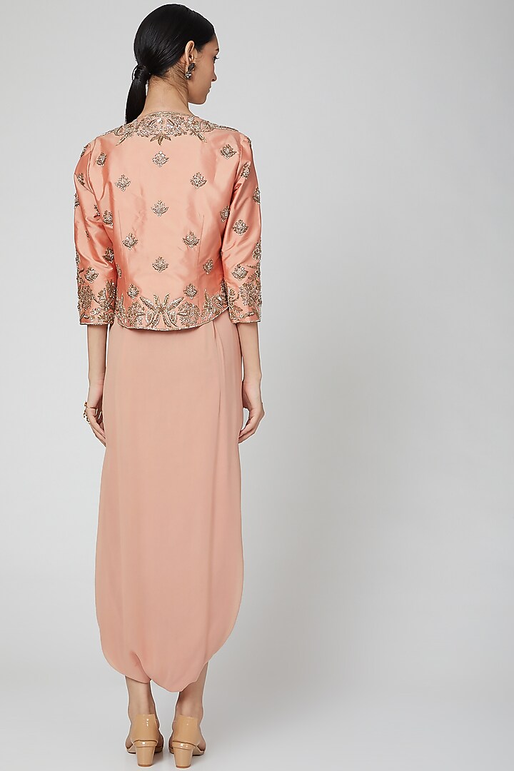 Peach Jumpsuit With Jacket by Rajat tangri at Pernia's Pop Up Shop