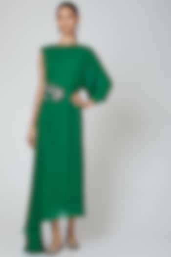 Emerald Green Asymmetrical Dress by Rajat tangri 