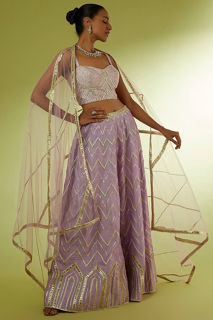 Purple Embroidered Pant Set by Rajat tangri