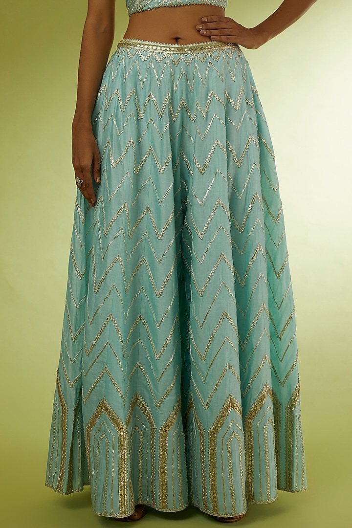 Powder Blue Embroidered Pant Set by Rajat tangri at Pernia's Pop Up Shop