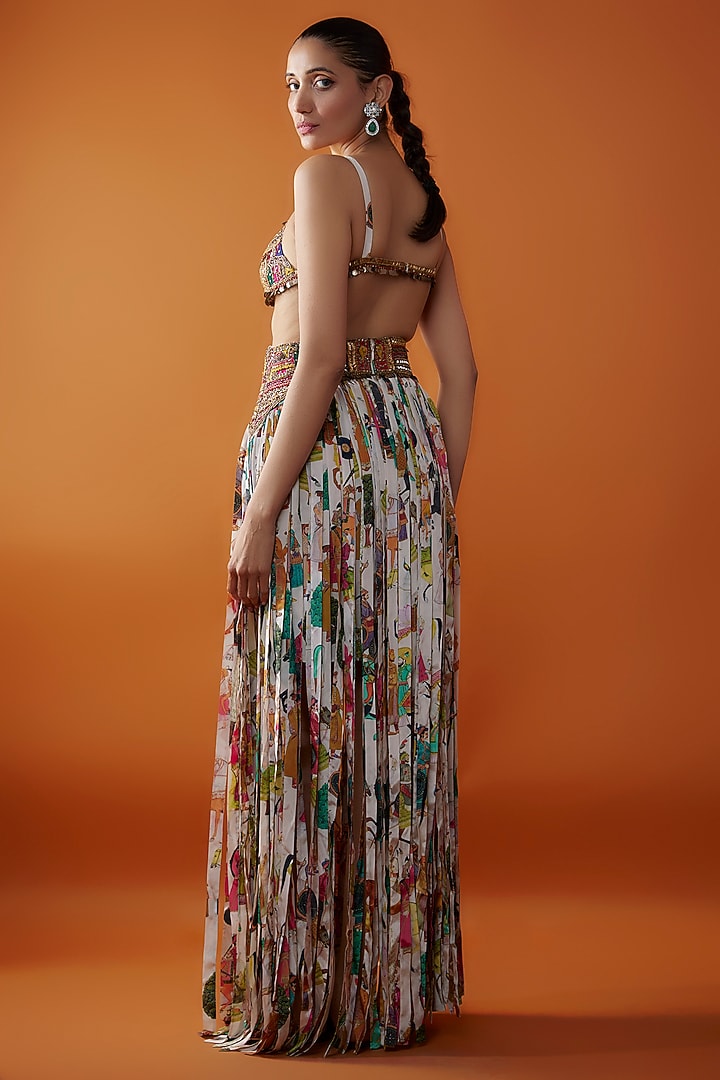 Ivory Crepe Hand Embroidered Wedding Lehenga Set by Rajat tangri at Pernia's Pop Up Shop