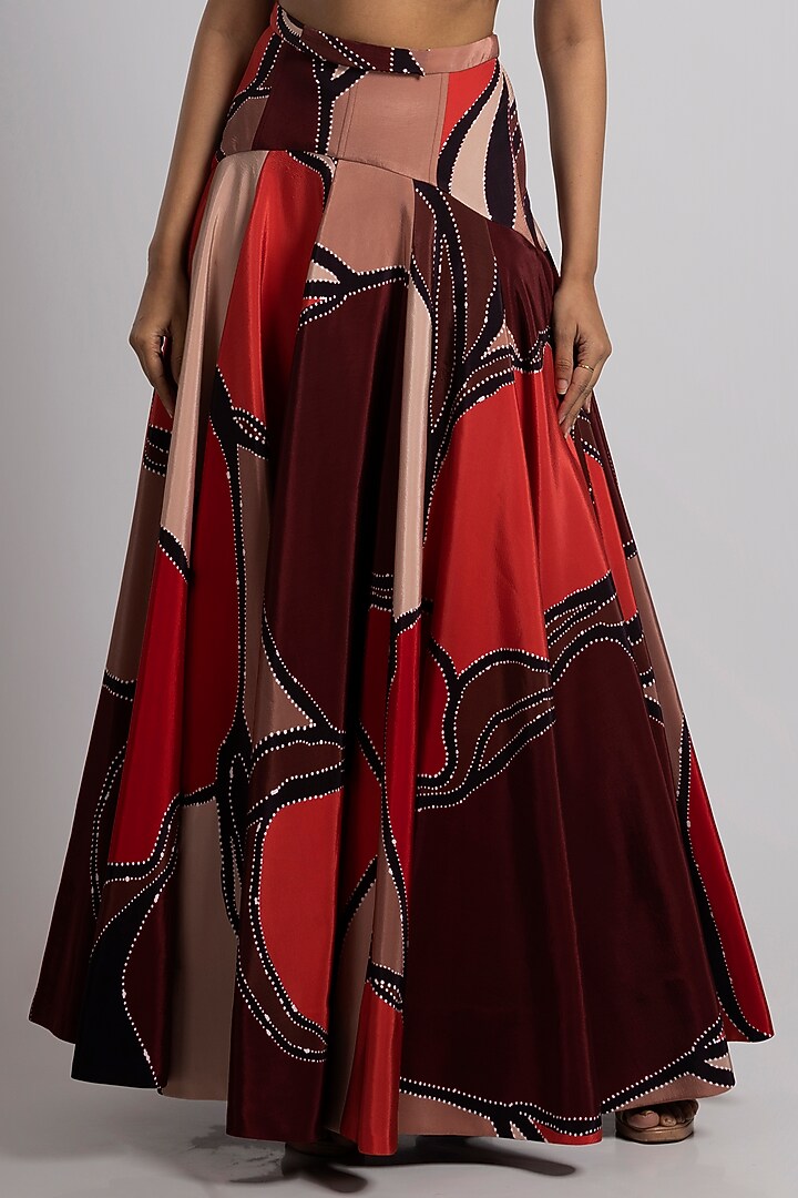 Multi-Colored Crepe Skirt Set by Rajat tangri at Pernia's Pop Up Shop