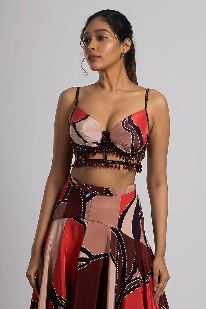 Multi-Colored Crepe Skirt Set by Rajat tangri at Pernia's Pop Up Shop