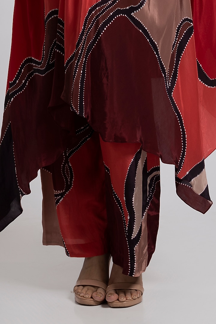 Multi-Colored Crepe Hand Embroidered Kaftan Set by Rajat tangri  at Pernia's Pop Up Shop