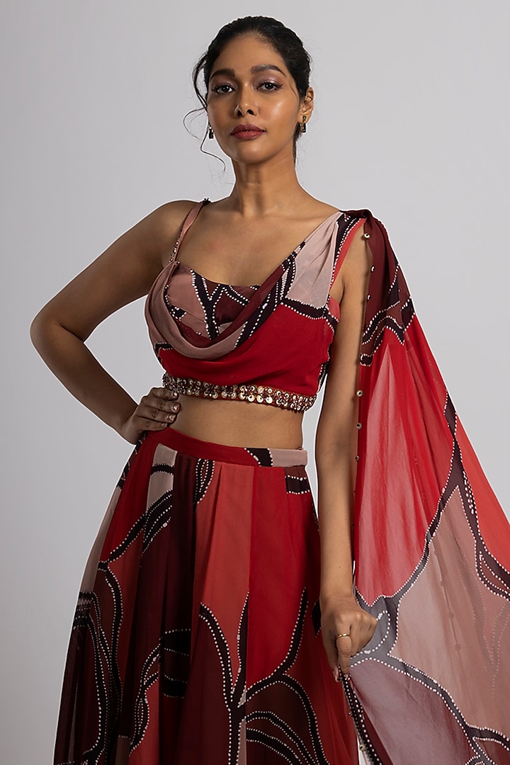 Multi-Colored Georgette Flared Pant Set by Rajat tangri at Pernia's Pop Up Shop