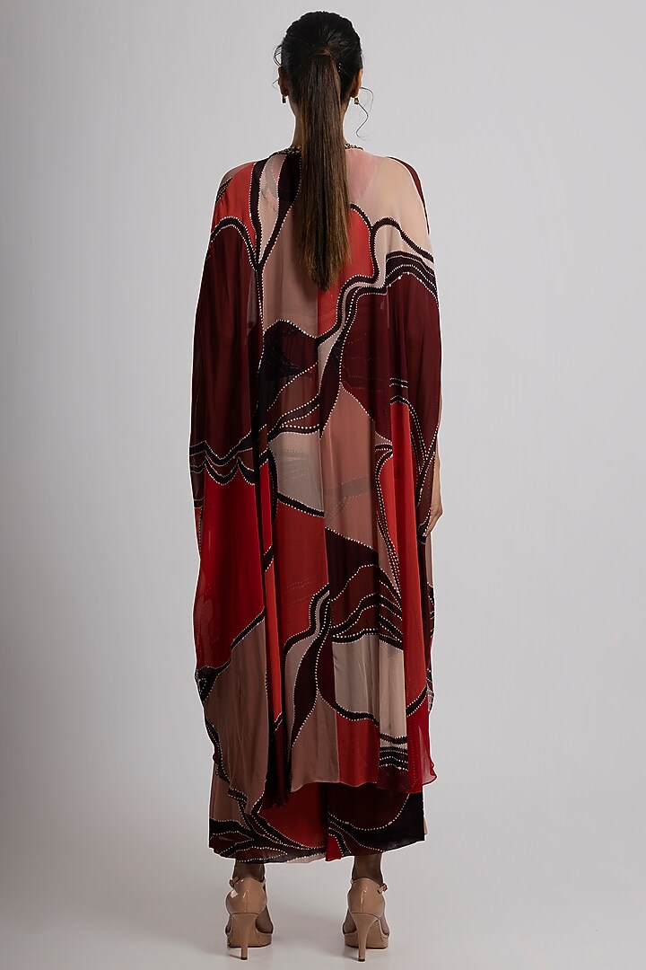 Multi-Colored Georgette Hand Embroidered Kaftan Set by Rajat tangri at Pernia's Pop Up Shop