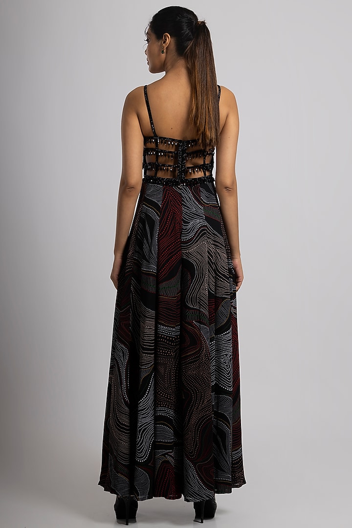 Black Georgette Hand Embroidered Corset Jumpsuit by Rajat tangri at Pernia's Pop Up Shop