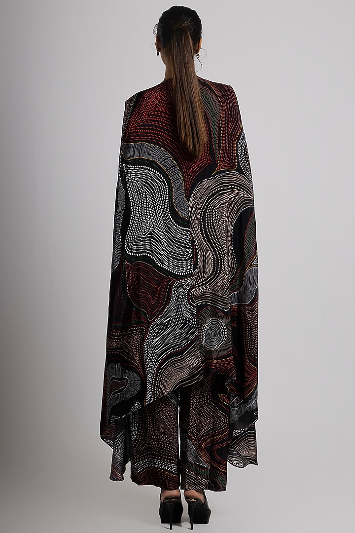 Black Crepe Hand Embroidered Kaftan Set by Rajat tangri at Pernia's Pop Up Shop