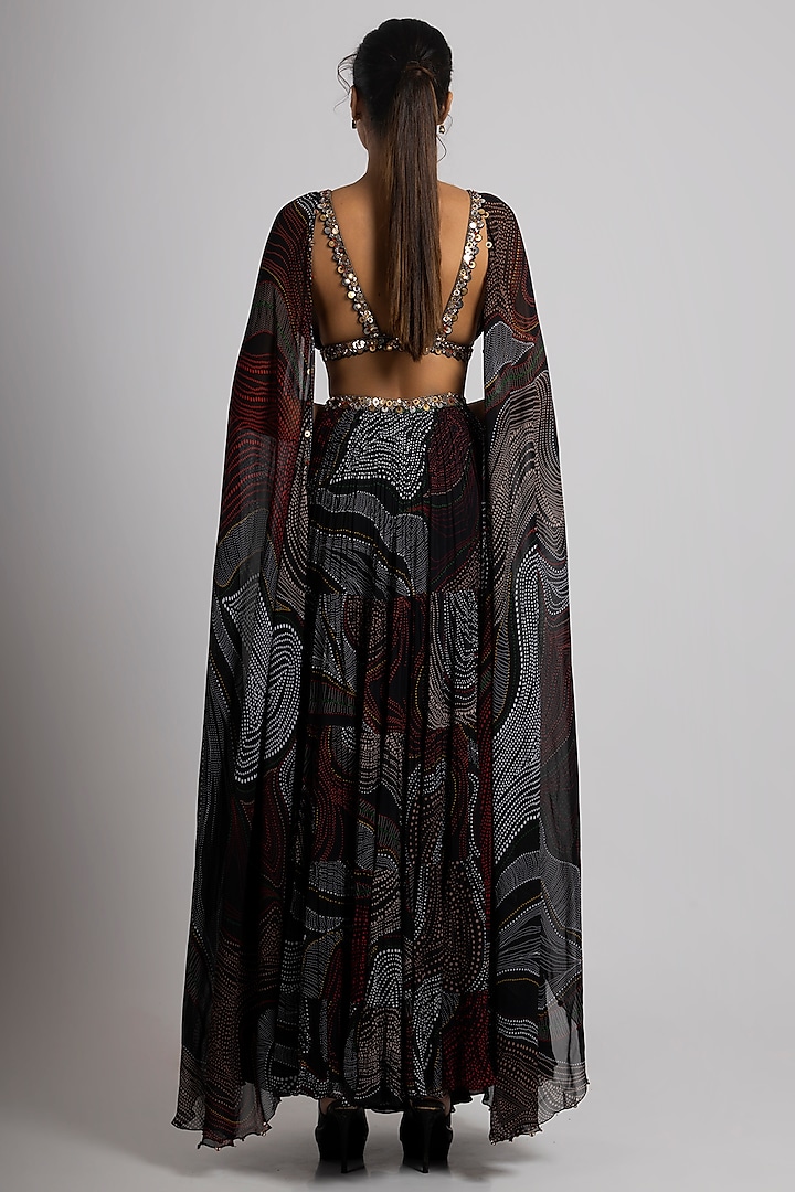 Black Georgette Hand Embroidered Wedding Lehenga Set by Rajat tangri  at Pernia's Pop Up Shop