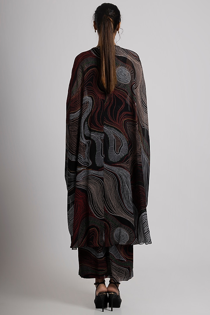 Black Georgette Hand Embroidered Kaftan Set by Rajat tangri  at Pernia's Pop Up Shop